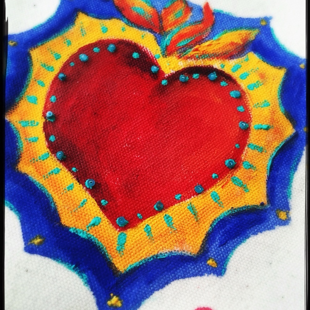 Vibrant Red Heart Pillow Art